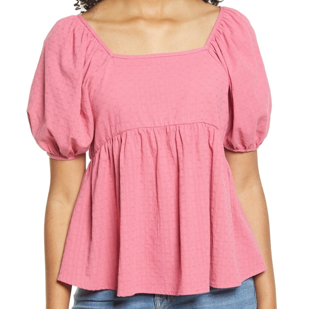 BP. Babydoll Tunic Top Square Neck Puff Sleeve NWT
